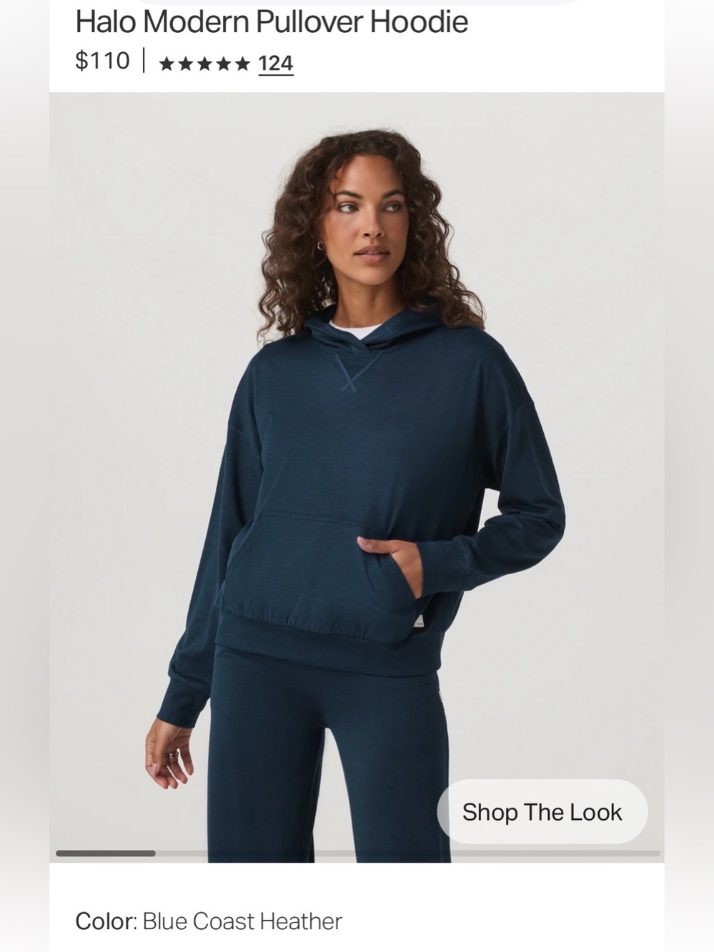 Vuori Halo Modern Pullover Hoodie- Blue Coast Heather XXS